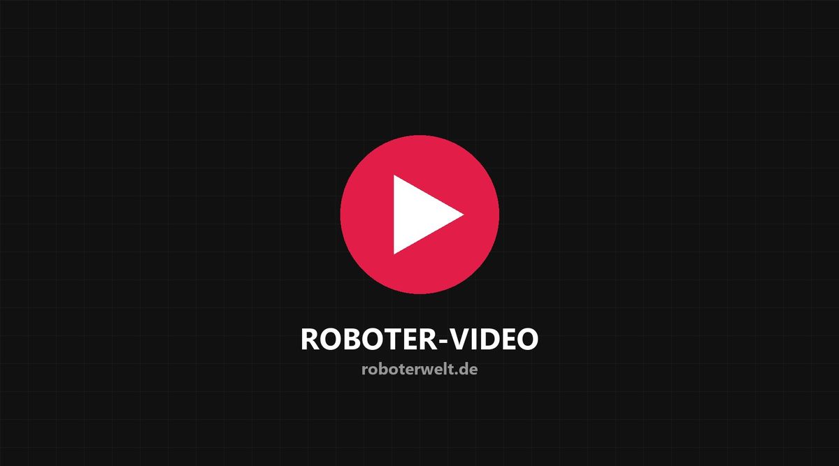 Grafik mit rotem Play-Symbol auf dunklem Raster und dem Schriftzug Roboter-Video