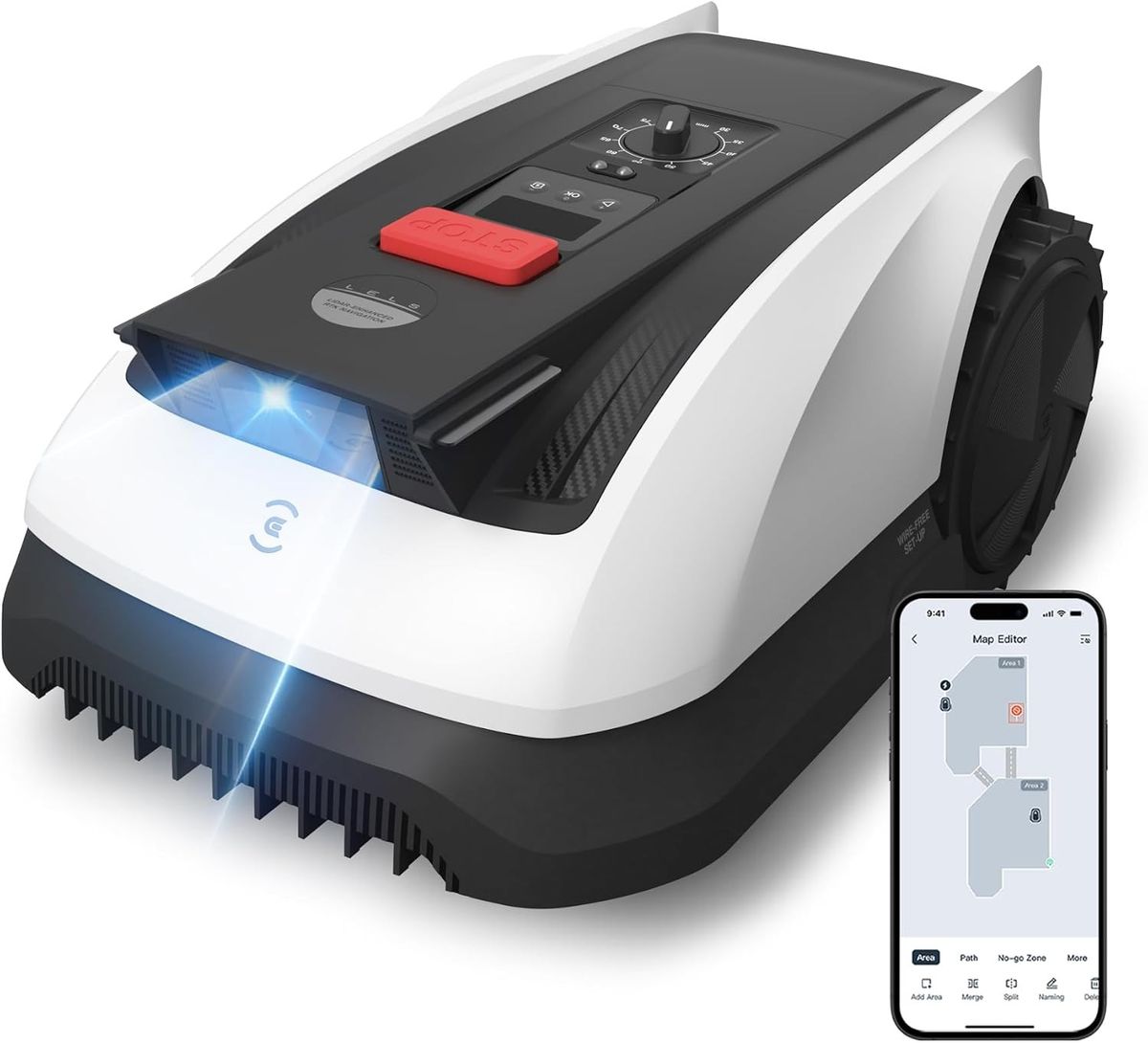 ECOVACS GOAT O800 RTK: Packshot mit App